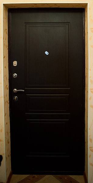 Входная дверь с панелями мдф цвета венге