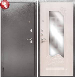 Фото входной сейф двери с зеркалом Аргус ДА-8 (Беленый дуб)