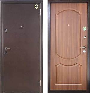 Фото стальной двери Бульдорс 14 (рисунок Б1, Орех лесной)