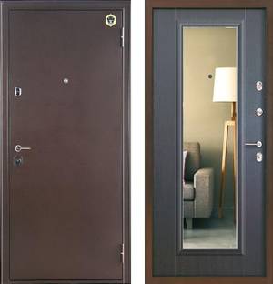 Фото стальной двери Бульдорс 14 Т с зеркалом, Цвет "Венге"